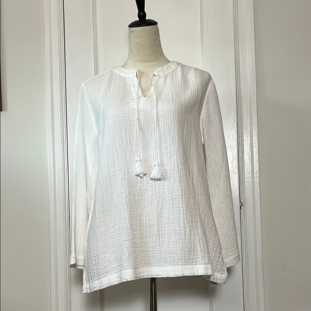 C & C White Tunic 100% Cotton Gauze Size Medium NWT